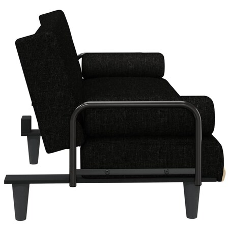 vidaXL Rozkładana kanapa z podłokietnikami, czarna, obita tkaniną