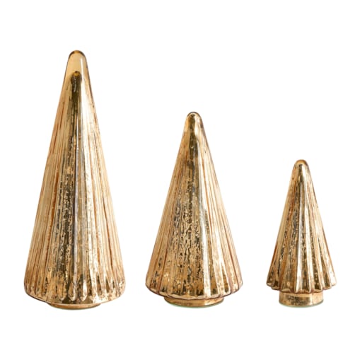 Zestaw 3 figurek dekoracyjnych OYEREN Choinka 21/29/37 cm Złoty