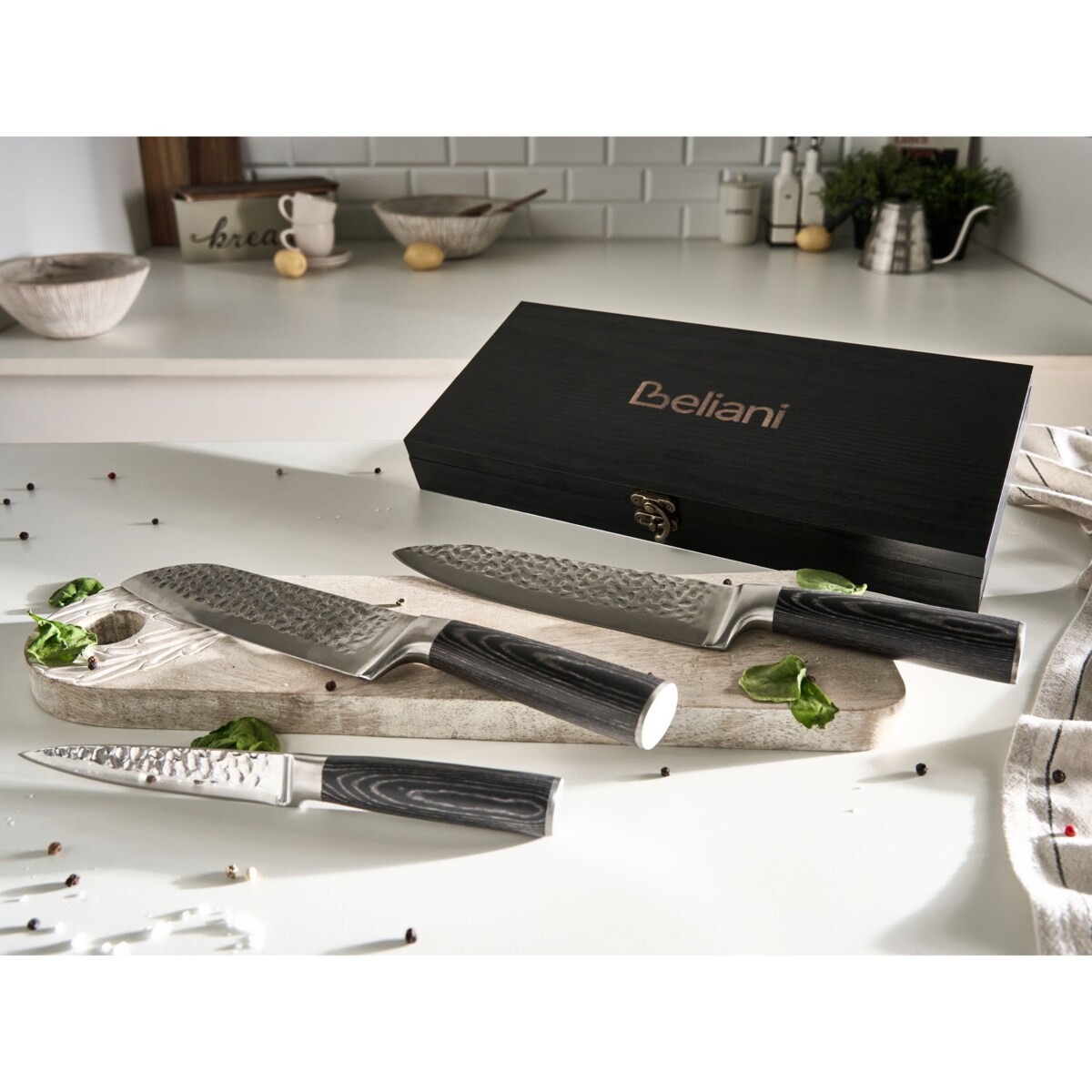 Zestaw 3 noży Stal damasceńska KASHIWA Czarny