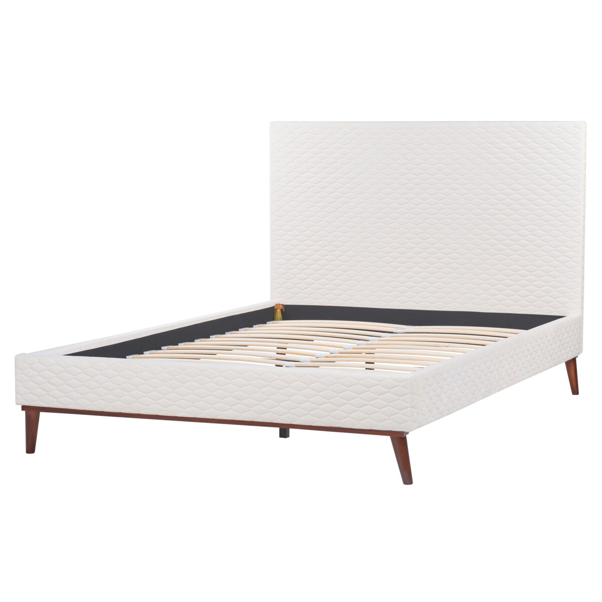 Łóżko welurowe 140 x 200 cm złamana biel BAYONNE