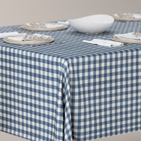 Obrus prostokątny 100 x 100 cm granatowo-biała kratka (1,5x1,5cm)