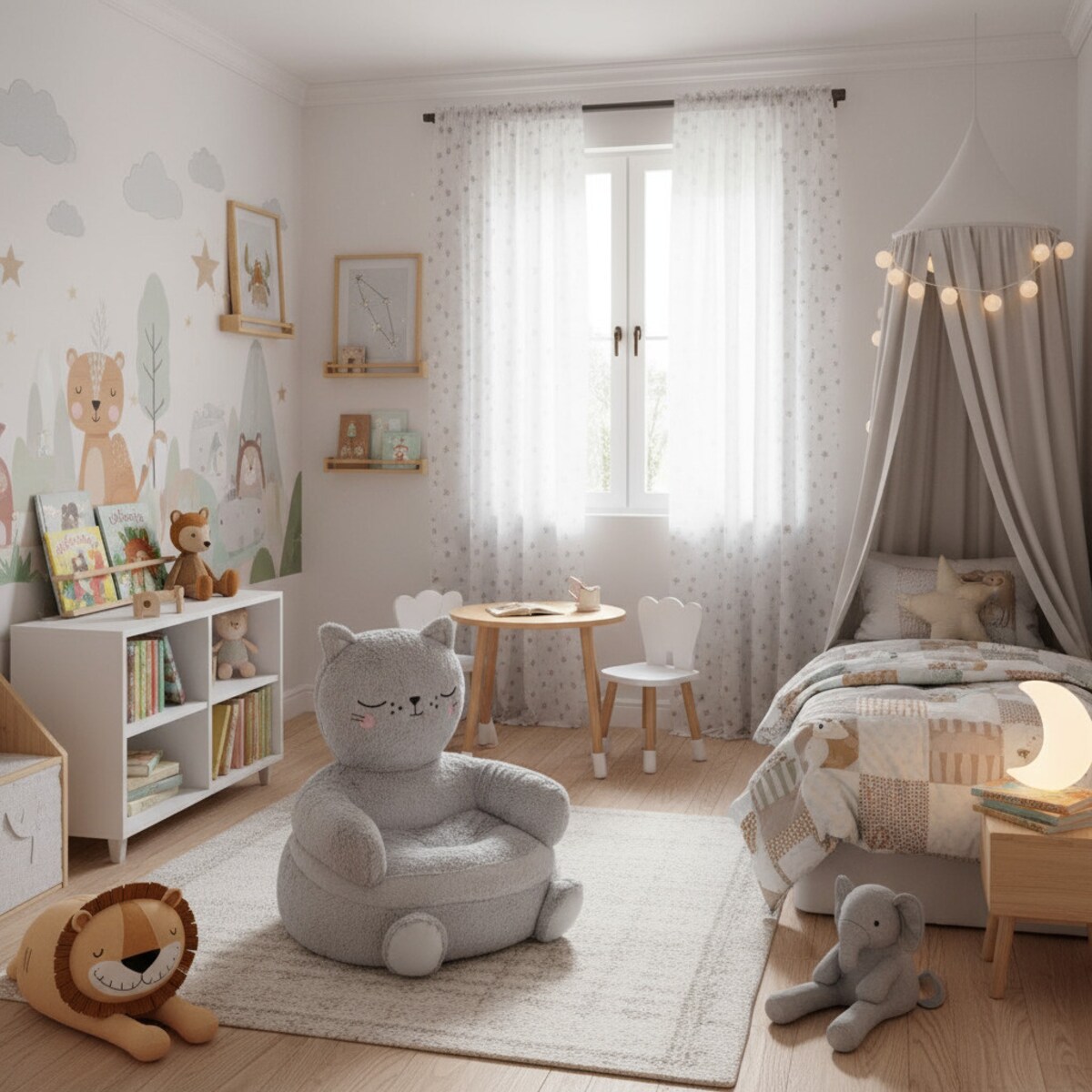 Puf do pokoju dziecięcego w kształcie kota, 45 x 45 cm