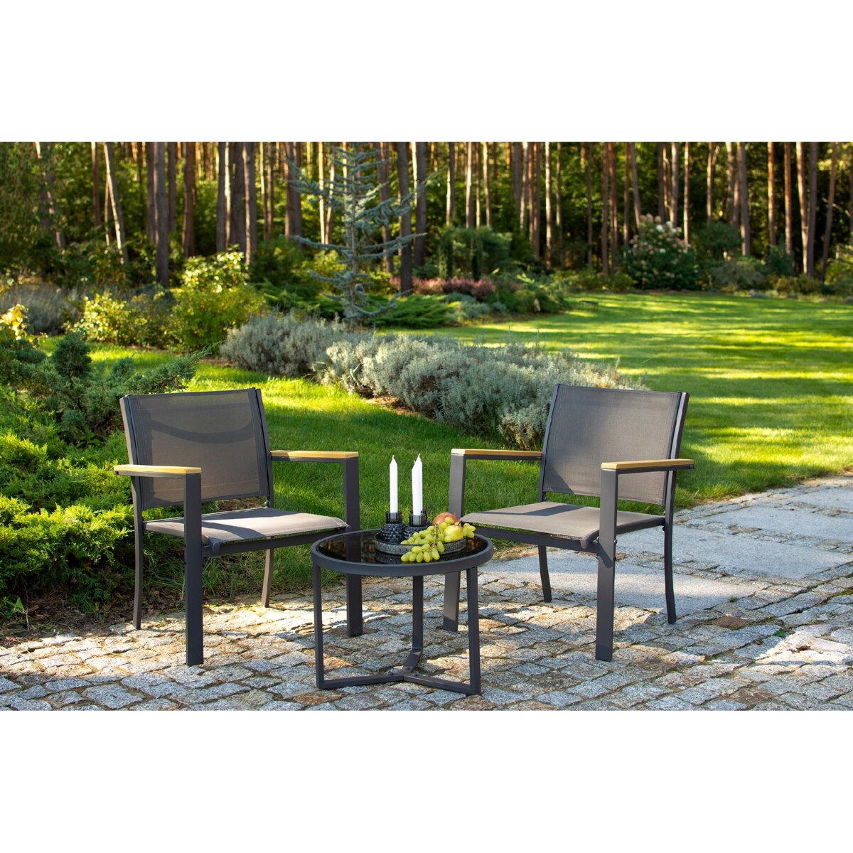 Zestaw mebli ogrodowych z tekstylenu szare