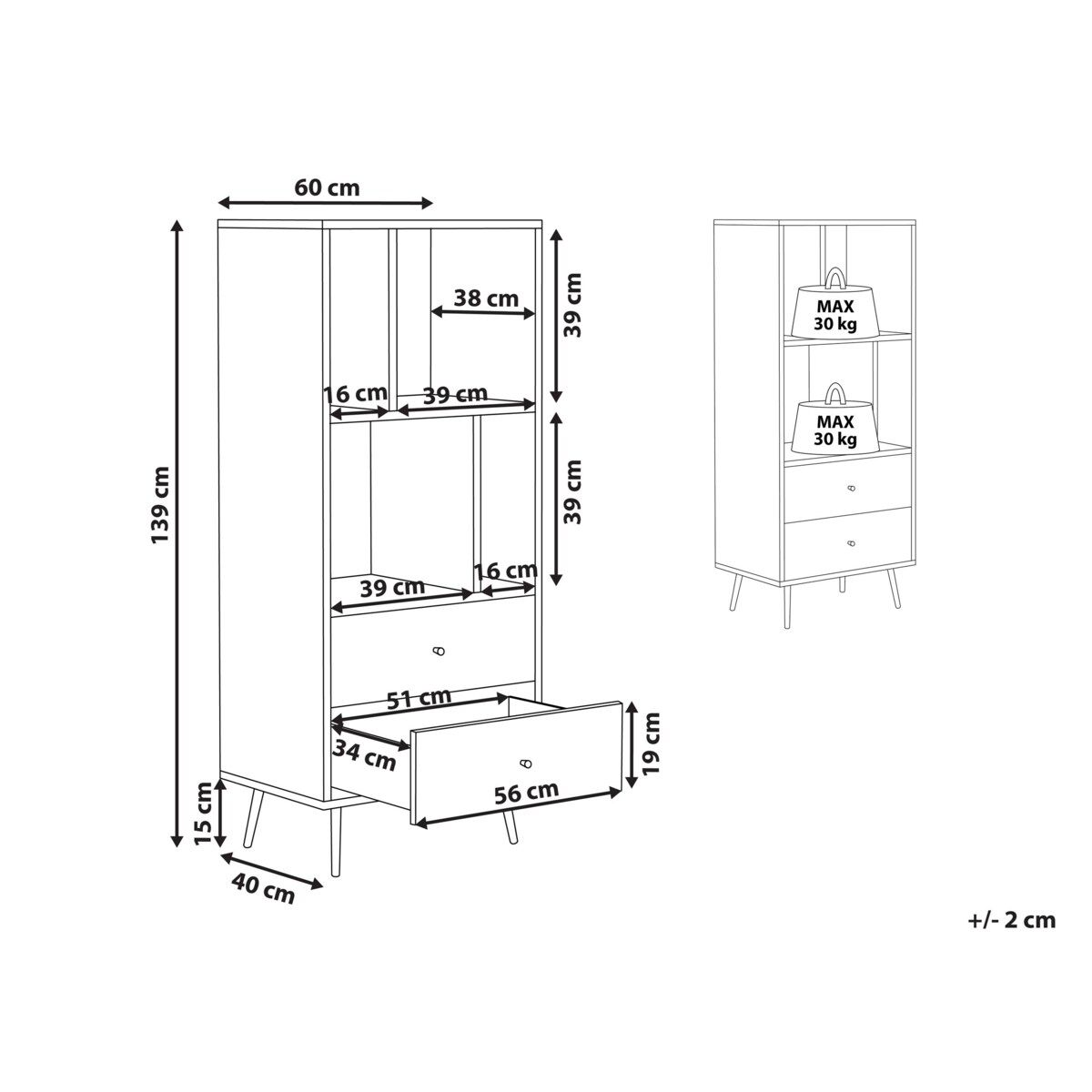 Regał ciemne drewno z szarym RICHMOND