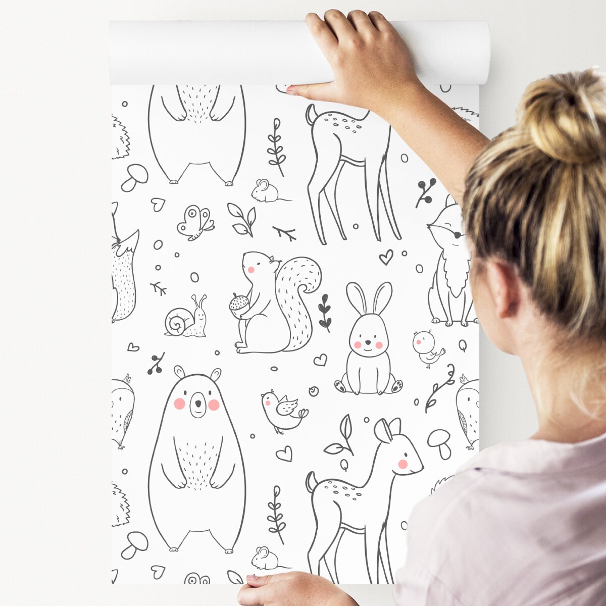 Tapeta Dla Dzieci ZWIERZĄTKA LEŚNE Listki