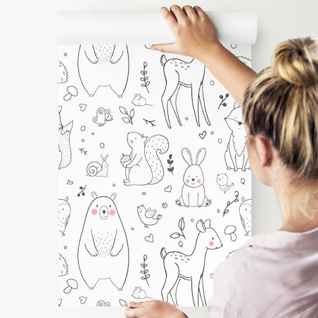 Tapeta Dla Dzieci ZWIERZĄTKA LEŚNE Listki