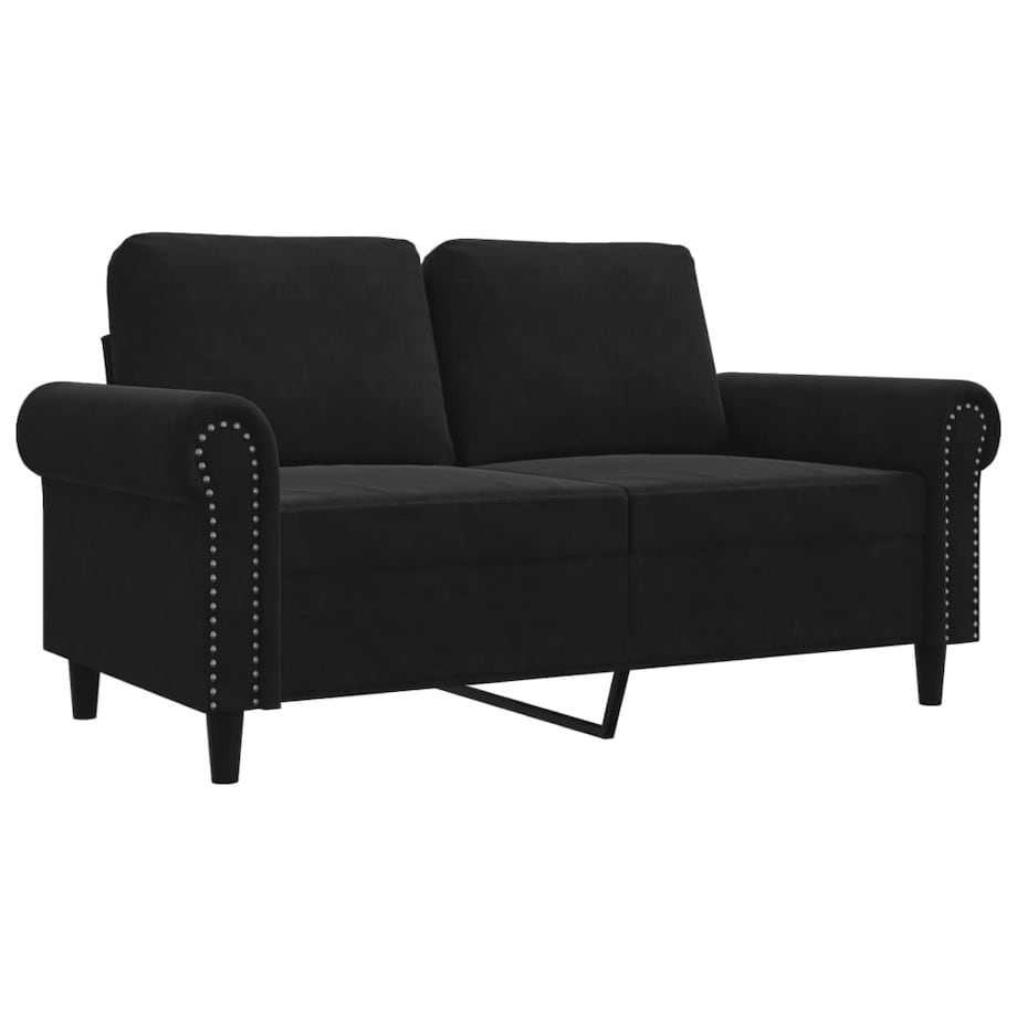 vidaXL Sofa 2-osobowa, czarna, 120 cm, tapicerowana aksamitem
