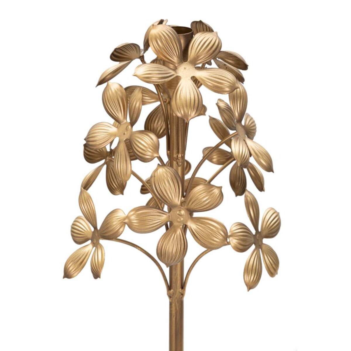 Świecznik dekoracyjny Flowy, 17 x 17 x 118 cm, świecznik na świecę, złoty, żelazo, styl glamour, Mauro Ferretti