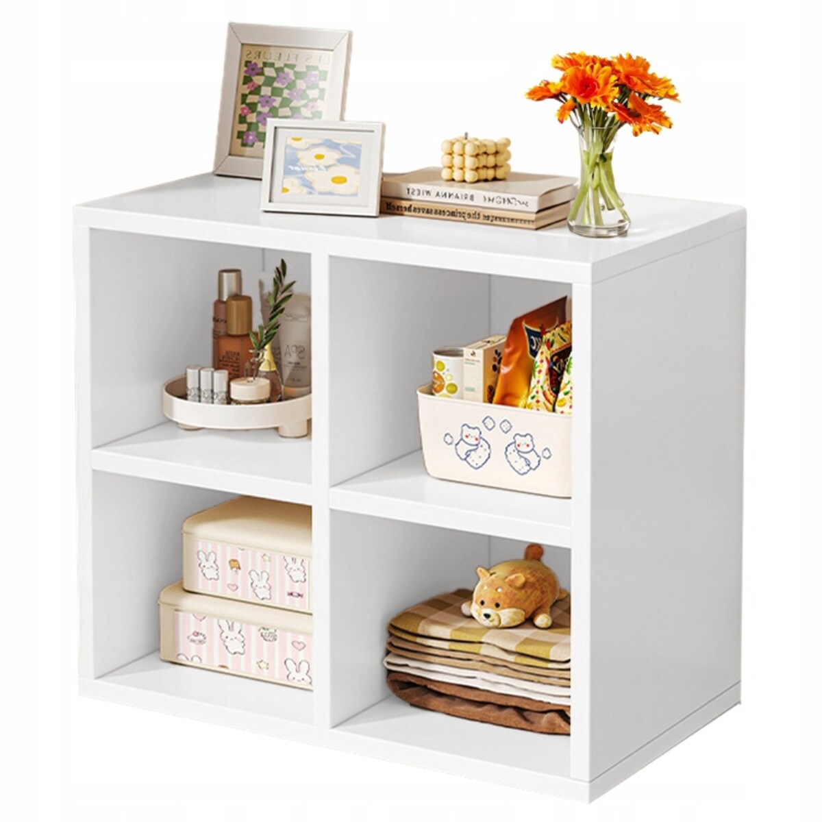 Otwarty stojący regał modułowy biały półka szafka komoda loft skandynawski