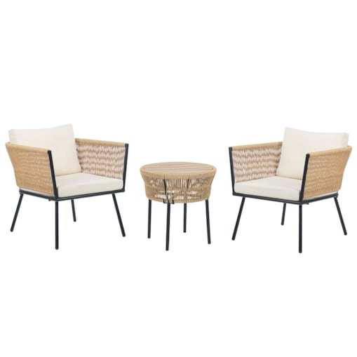 Zestaw mebli balkonowych z technorattanu naturalny z białym GARGANO