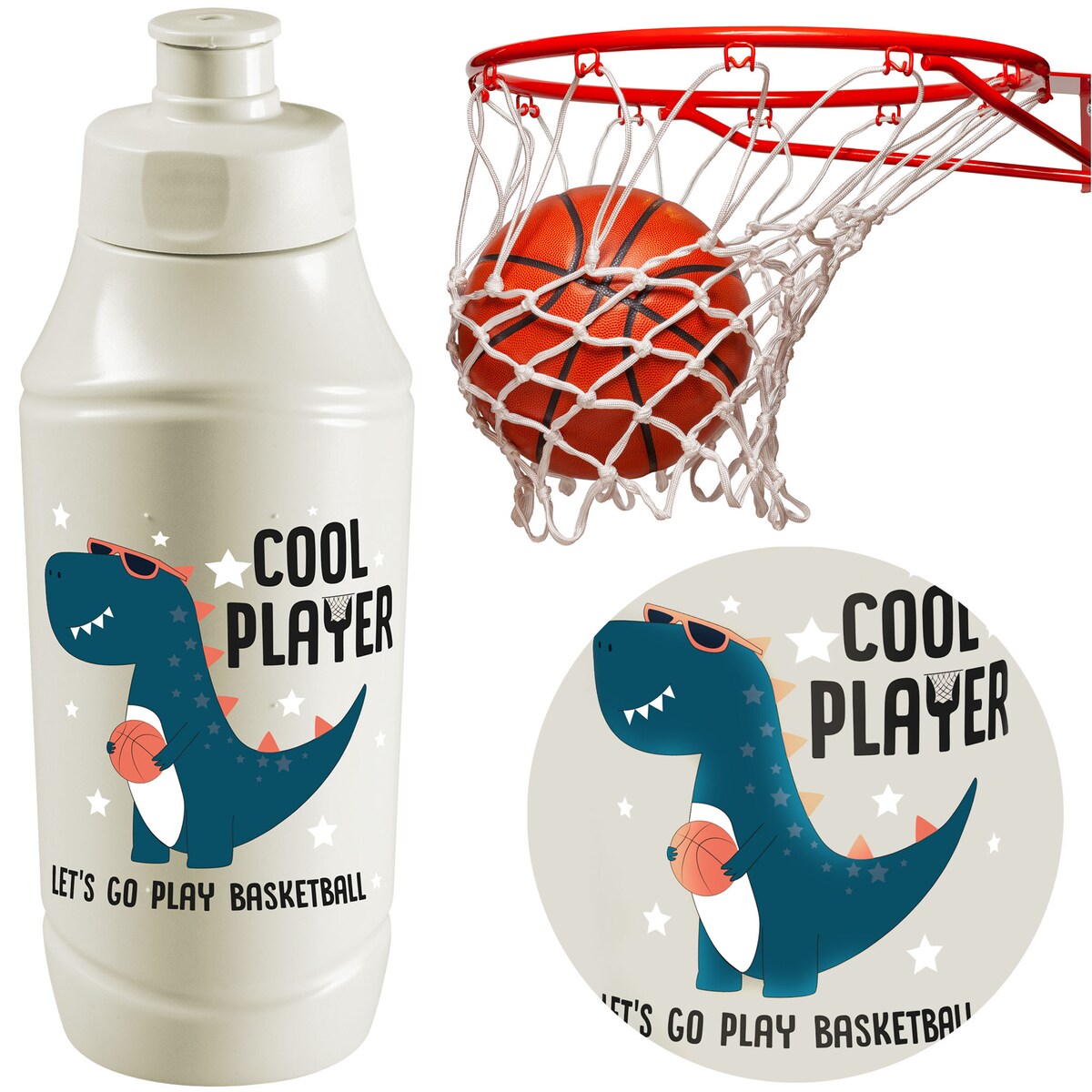 Bidon Dla Dzieci Butelka Na Wodę 375 Ml Dino Beżowy