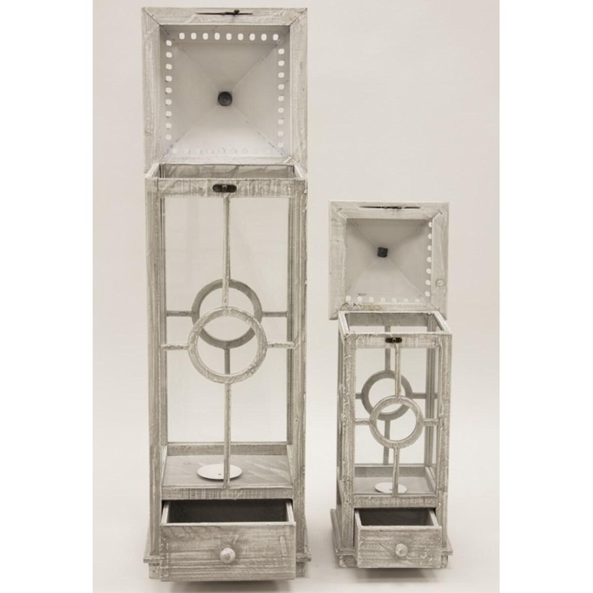 Lampion 2 szt. drewniany 88x28 cm CARLINO