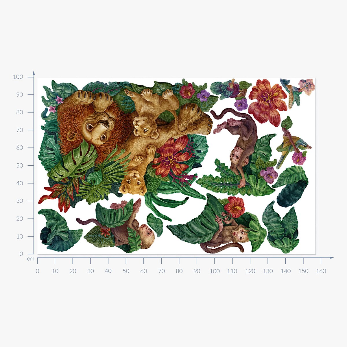 Zestaw naklejek na ścianę, Tropikalna dżungla, 100cm