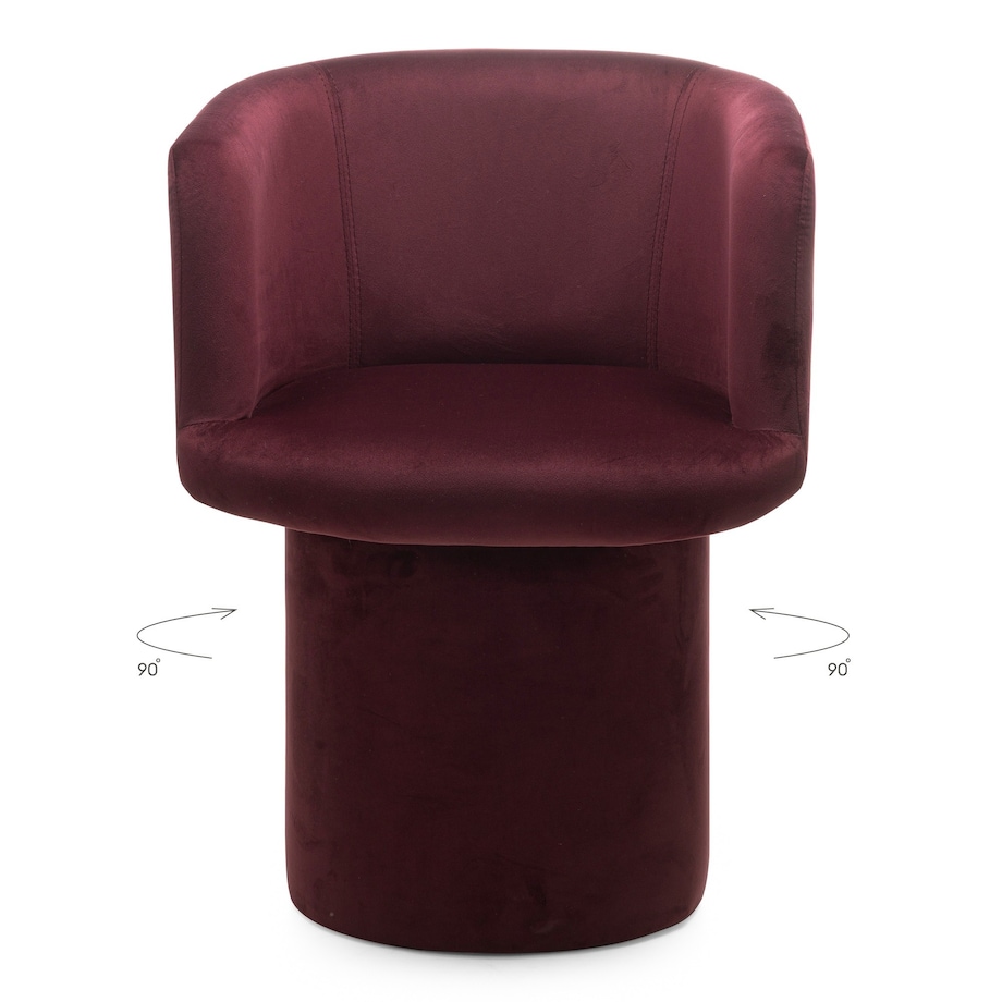 Fotel obrotowy, welur, burgundowy Haco
