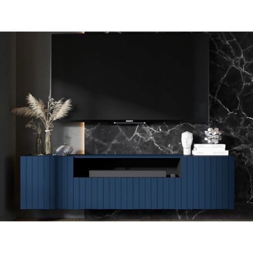 Szafka RTV wisząca Glamour Nowoczesna Komoda RTV Granatowy Mat 150 cm