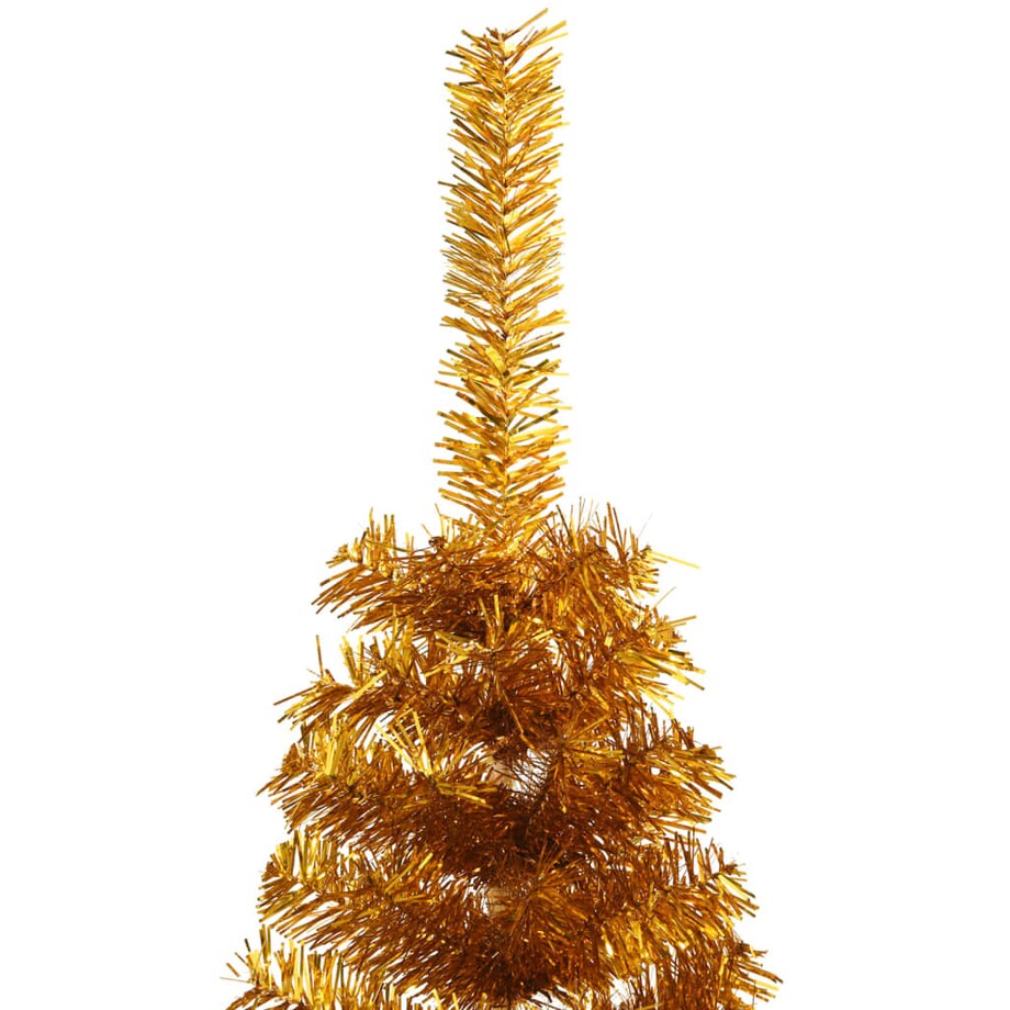 vidaXL Sztuczna choinka połówka ze stojakiem, złota, 120 cm, PET