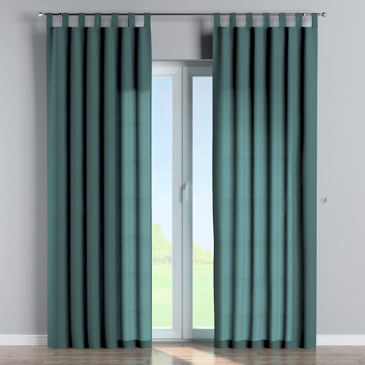 Zasłona na szelkach 1 szt. 130x260 zgaszona szmaragdowa zieleń