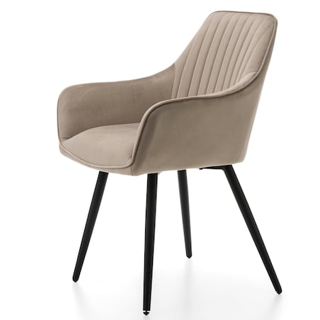 Krzesło tapicerowane pikowane welurowe do salonu jadalni nowoczesne PASSO ciemnobeżowe