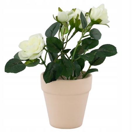 SZTUCZNE RÓŻE w ceramicznej doniczce BIAŁE