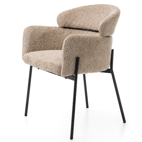 Krzesło tapicerowane boucle do salonu BOLZANO ciemnobeżowe