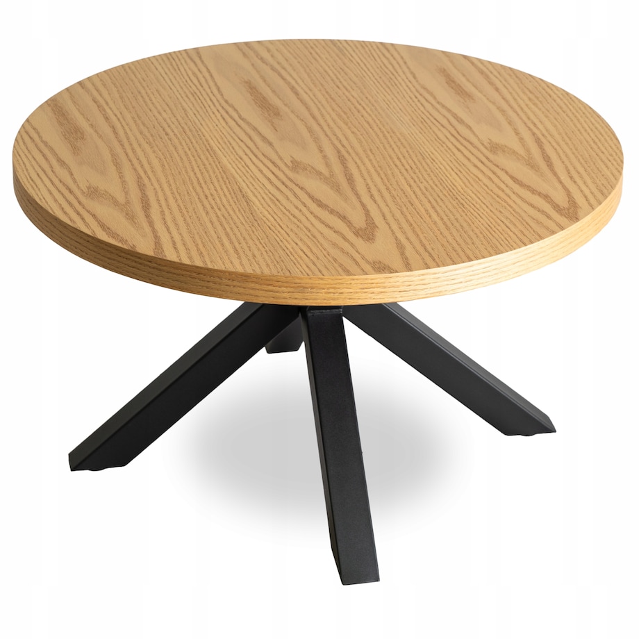 Stolik Kawowy Okrągły Mały Czarny Dąb Złoty Loft Nowoczesny Ława LINCOLN