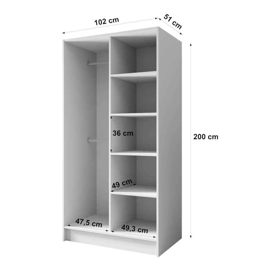 Szafa 100 gładka ORTO bez lustra ze złotymi uchwytami, czarna
