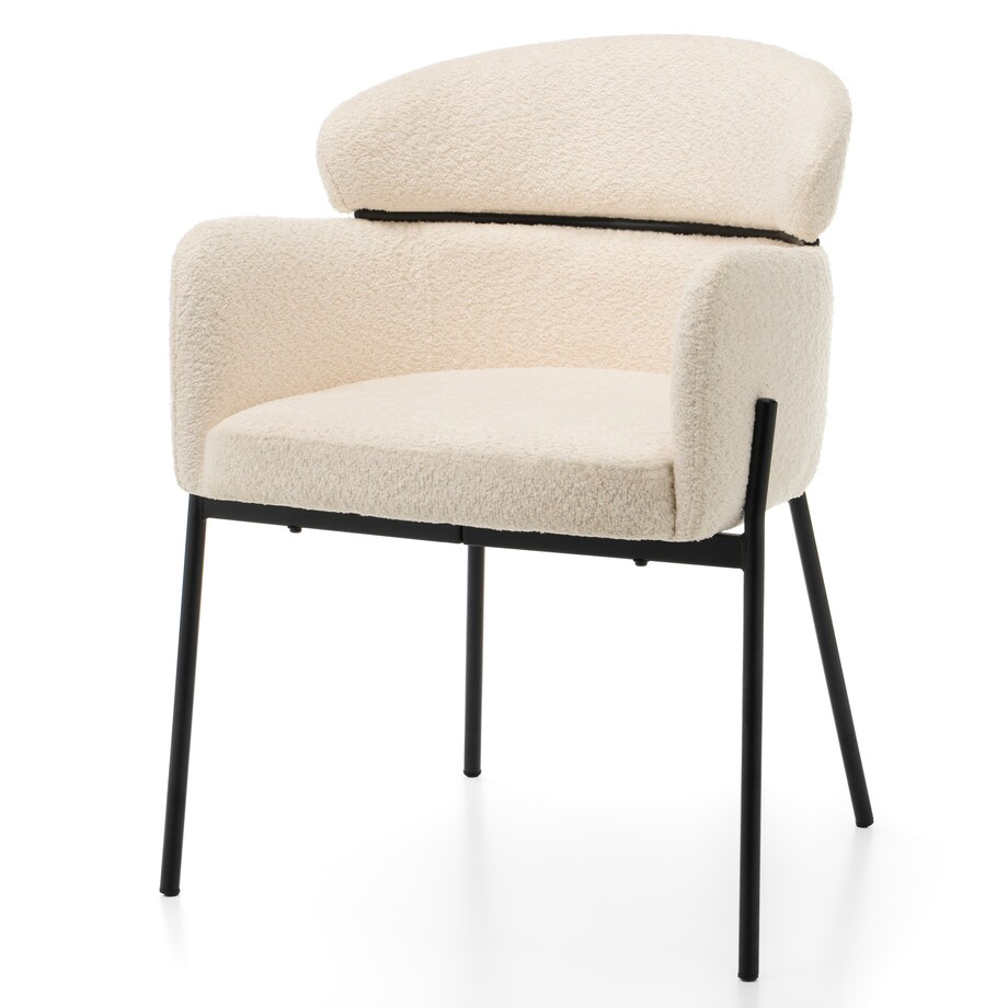 Krzesło tapicerowane boucle do salonu BOLZANO jasnobeżowe ecru