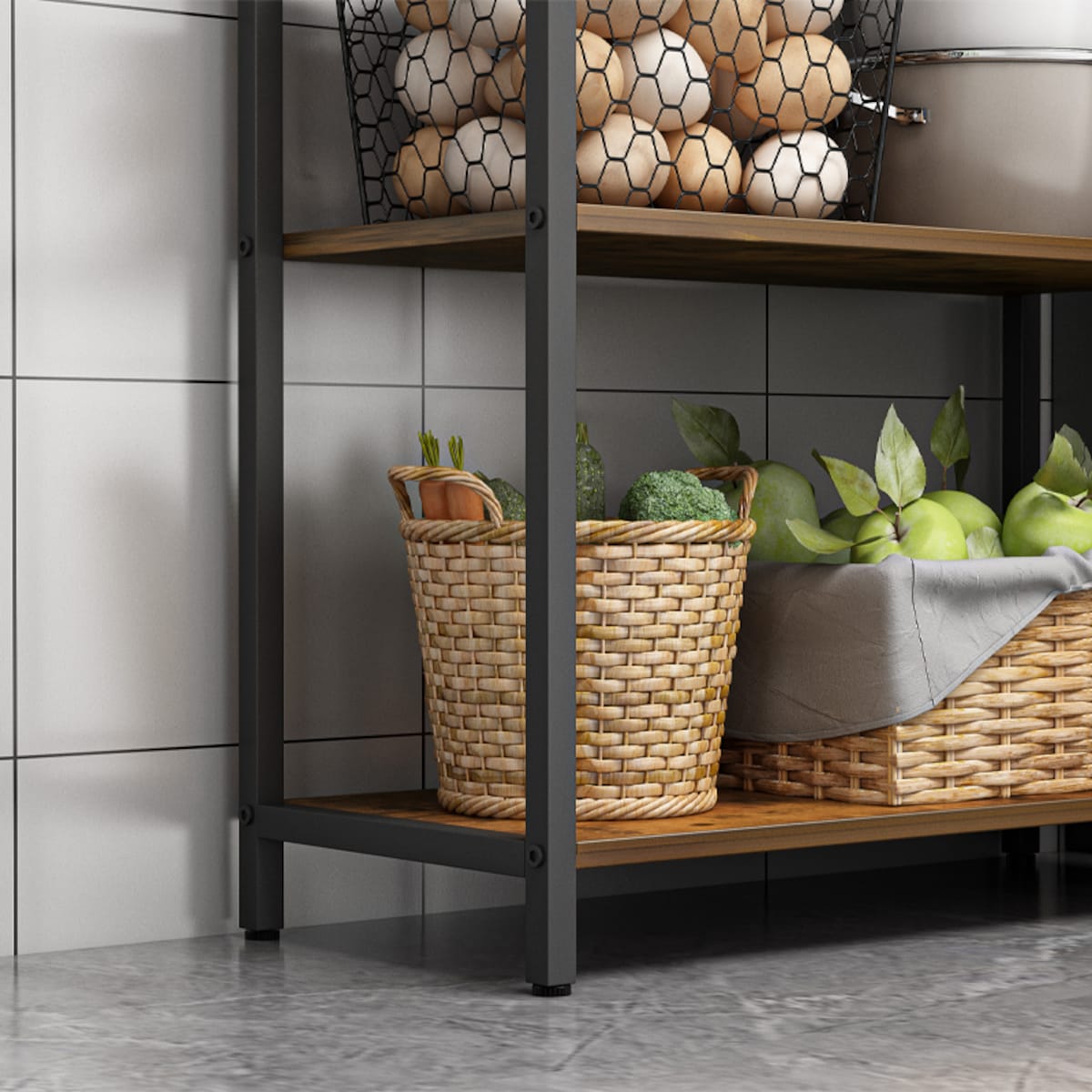 Regał półka industrialny stojący 6 półek drabinka na książki jasny brąz