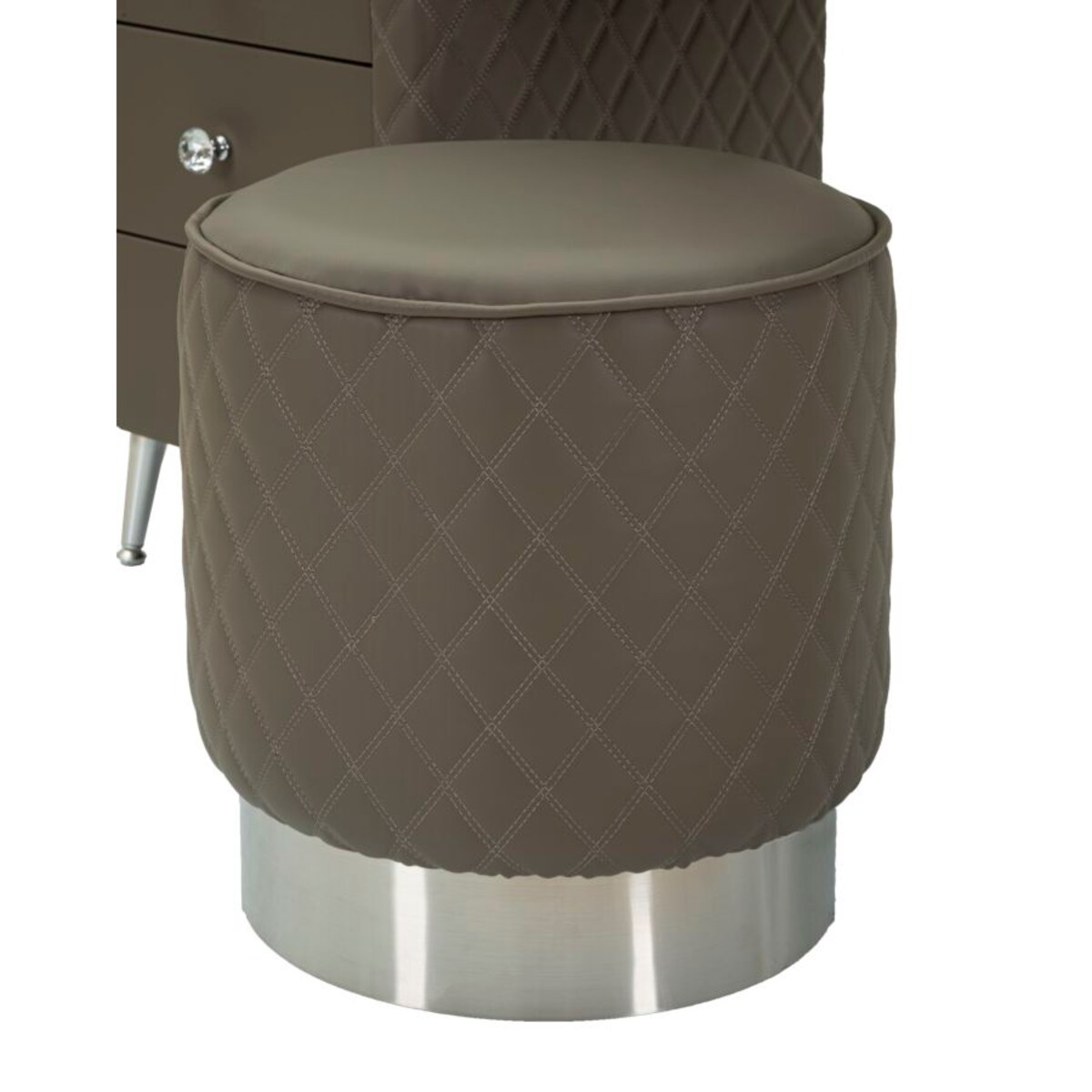 Toaletka z taboretem Sharon Legs, 120 x 40 x 75 cm, zestaw do makijażu, szary, srebrny, styl glamour, Mauro Ferretti