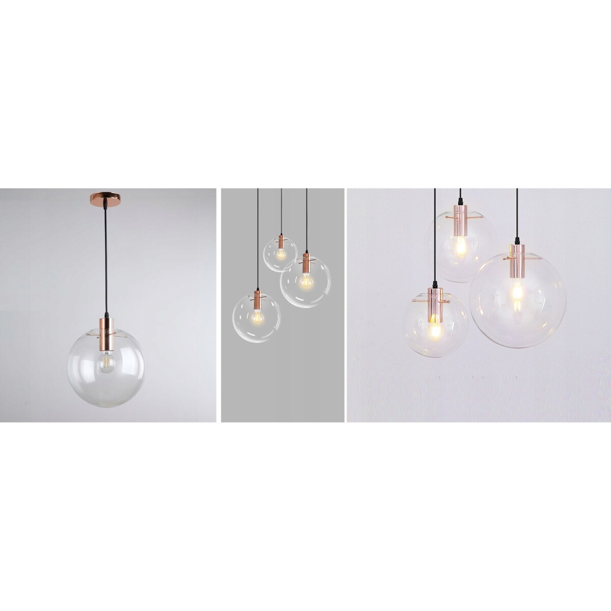 Lampa Wisząca Szklana Kula Rose Gold Lassi 15Cm