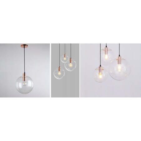 Lampa Wisząca Szklana Kula Rose Gold Lassi 15Cm
