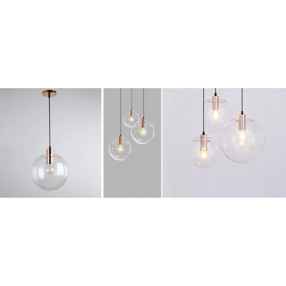 Lampa Wisząca Szklana Kula Rose Gold Lassi 15Cm