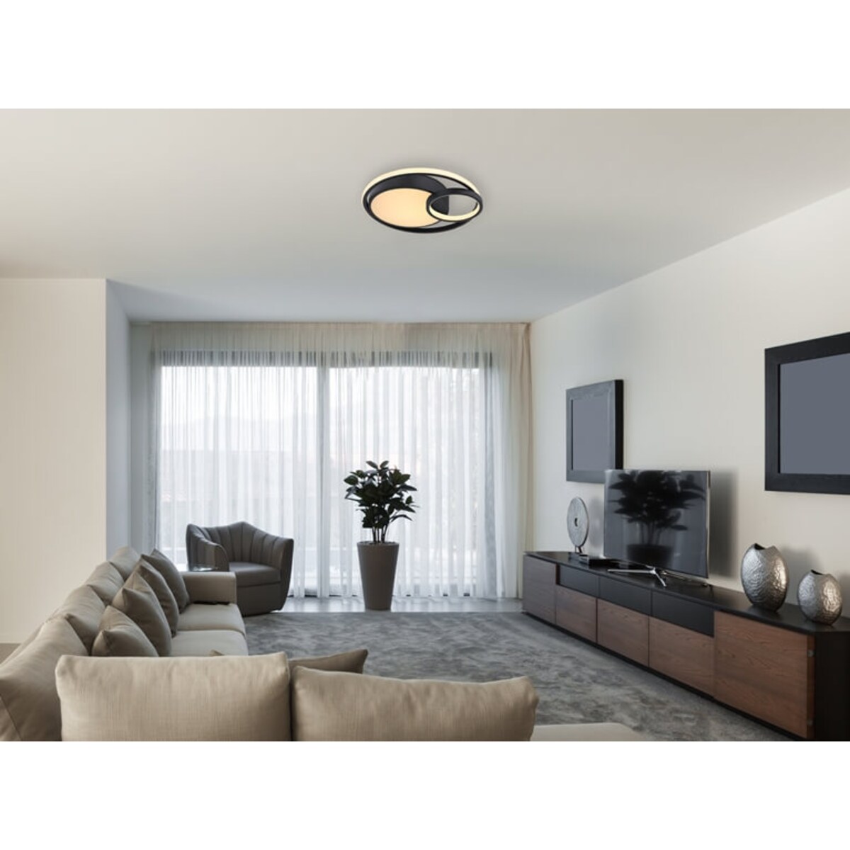 Plafon Kamilla 67237-36 pierścienie LED 36W czarne białe