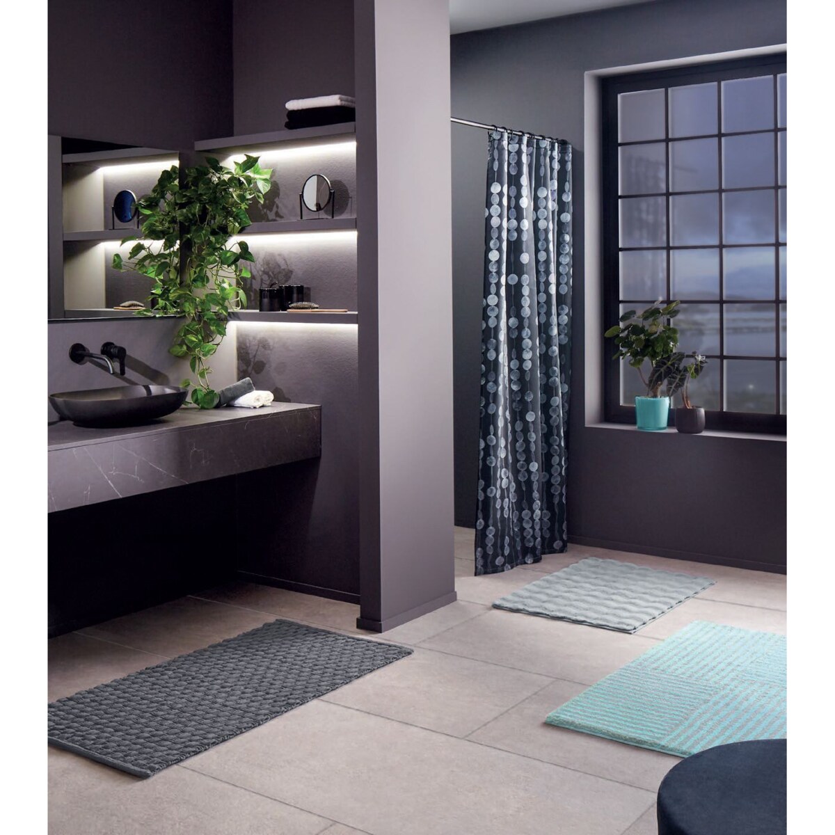 Kleine Wolke Perla Tekstylna Zasłona prysznicowa Eco Care czarna perły