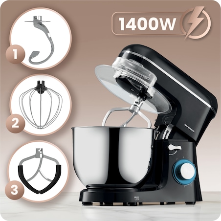 Robot kuchenny planetarny mikser Berdsen 1400W 3w1 6l czarno-srebrny 375600