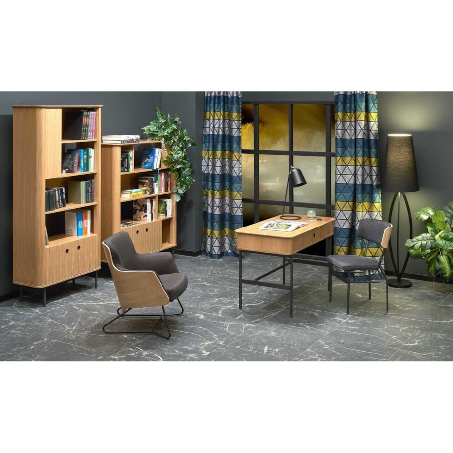 REGAŁ Zefir WĄSKI 97x37x196 cm dąb/czarny MDF W OKLEINIE