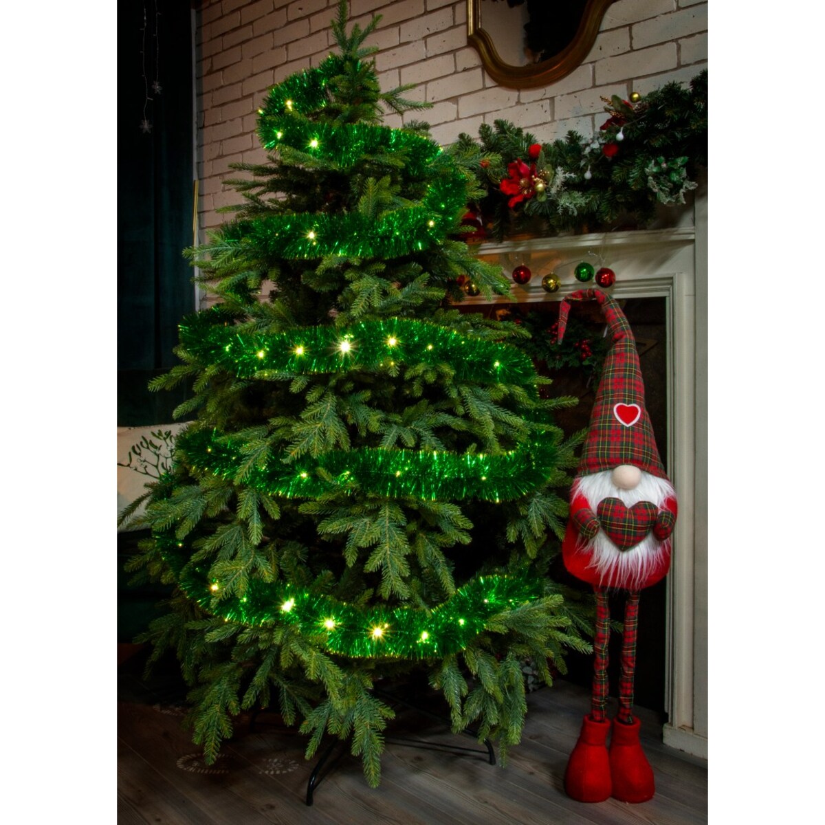 Łańcuch Led Choinkowy Zielony Na Baterie Świąteczny Na Choinkę 6 Metrów