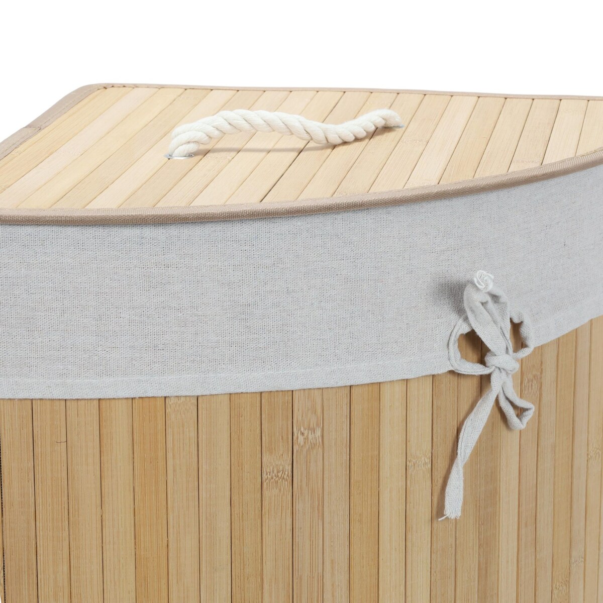 Narożny kosz na pranie ARCO, bambus, 60 l