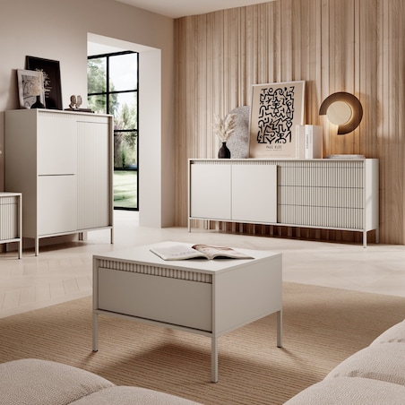 Komoda dwudrzwiowa z szufladami 81,4x187,1 cm LEMAL- big beżowy