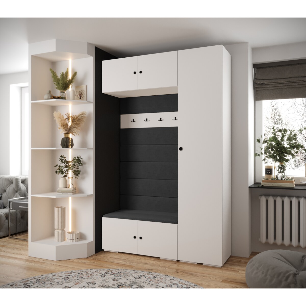 Garderoba do przedpokoju INOVA 2 Z19 biały+czarny+manila18