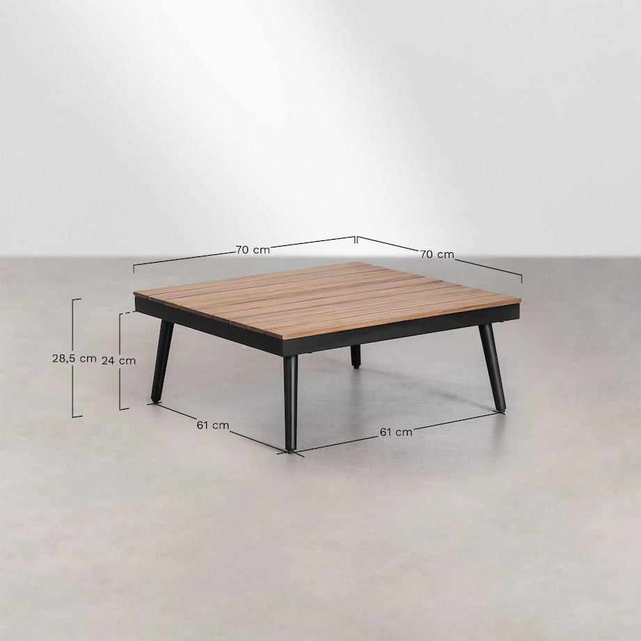 Zestaw ogrodowy: 4-osobowy narożnik ze stolikiem kawowym, aluminium i drewno akacjowe Kalen