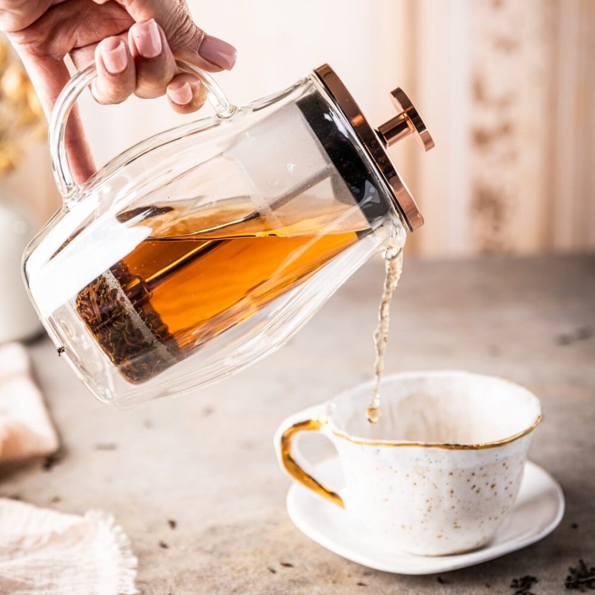 Zaparzacz do kawy herbaty 0.35L French Press różowe złoto KLAUSBERG