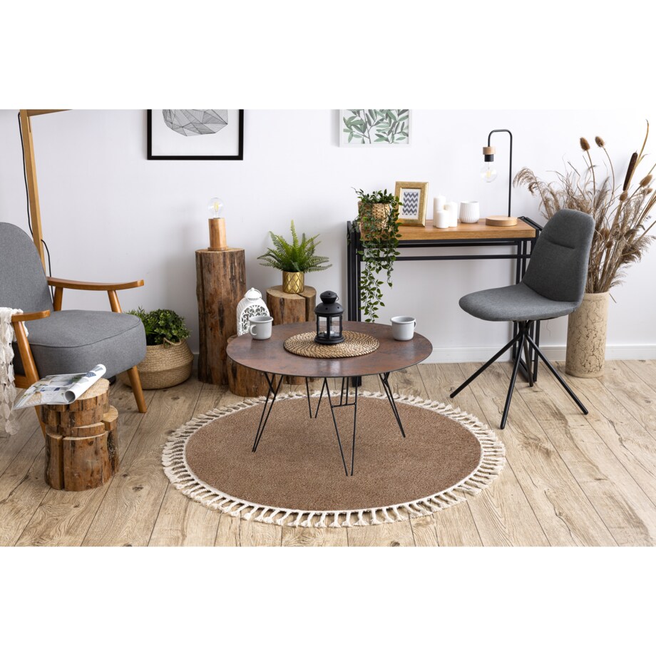 Dywan BERBER 9000 koło beż Frędzle koło 160 cm