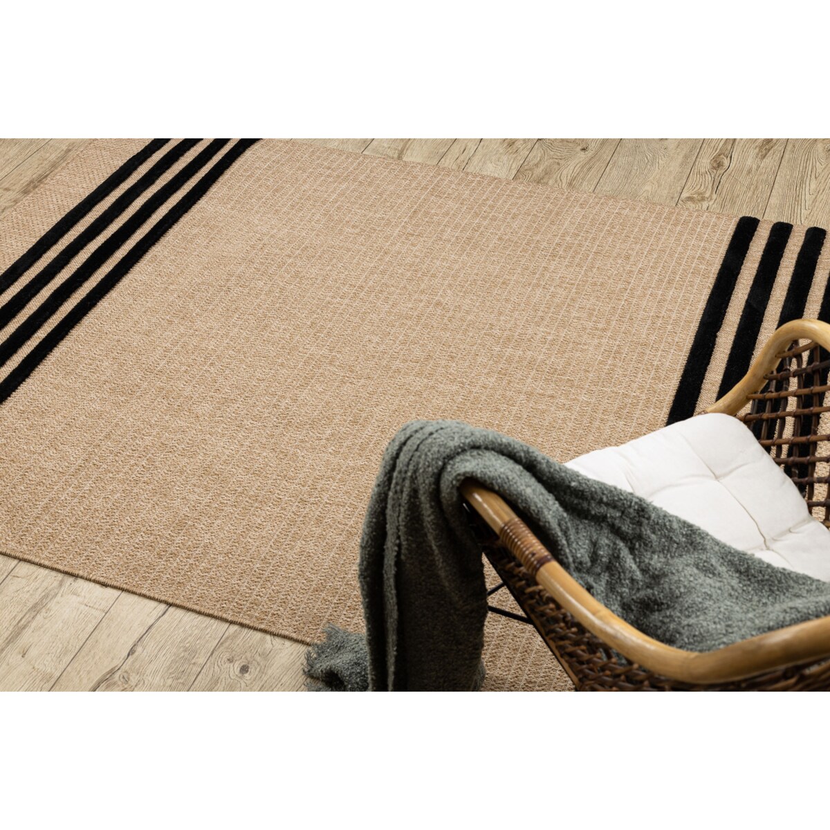 Dywan SPARK 0689 beż / czarny - Linie, 120x170 cm