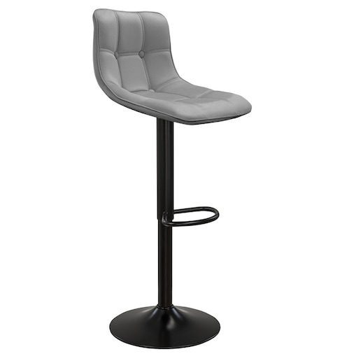 Hoker barowy krzesło tapicerowane welurowe nowoczesne szare