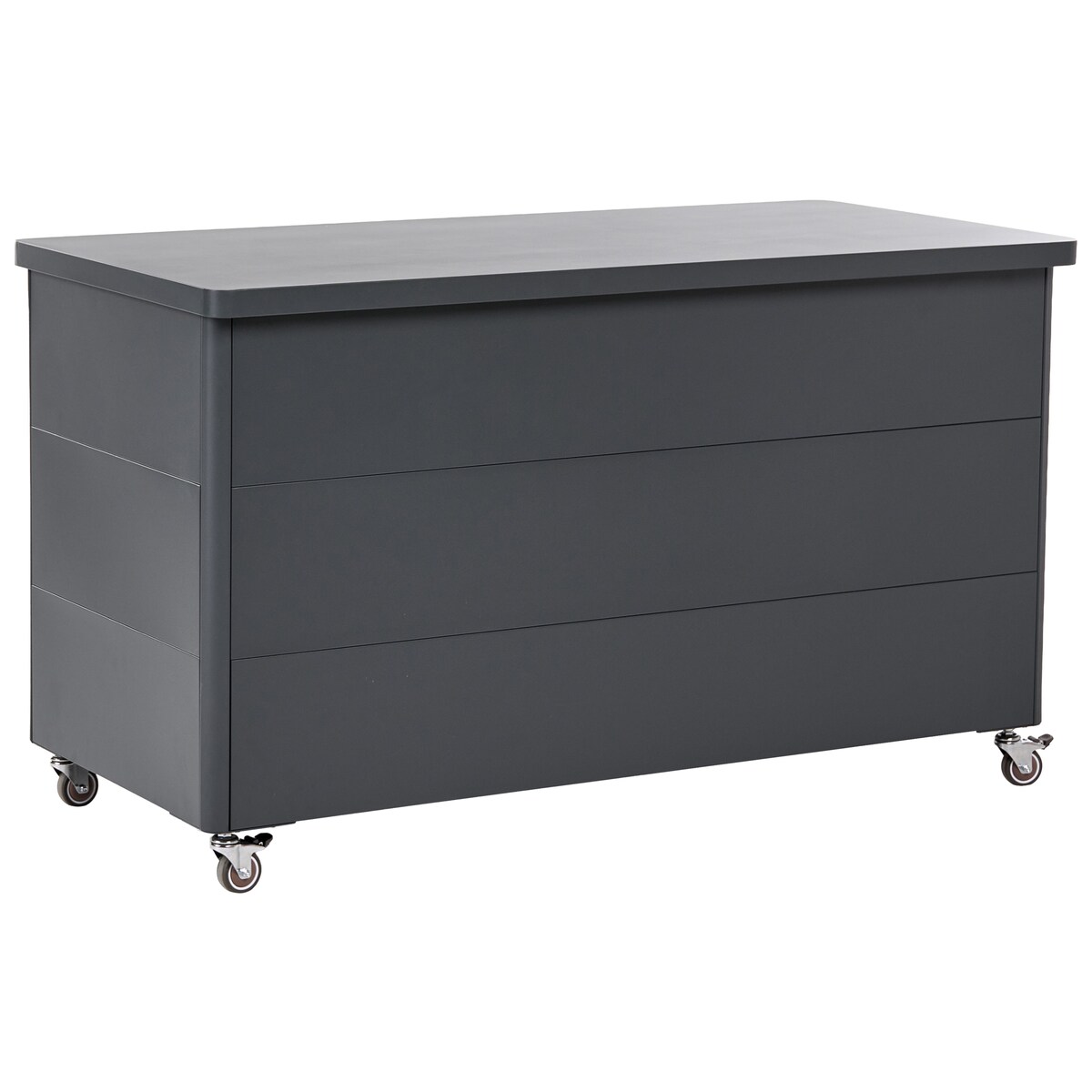Skrzynia ogrodowa KYMI 136 cm 55 cm Metal z kółkami Ciemnoszary