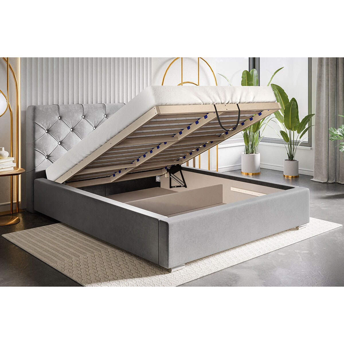 Łóżko jednoosobowe z pojemnikiem 120x200 BEN 11 - beżowe