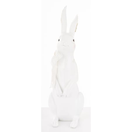 Dekoracja - biała króliczka z perełkami w uszkach 37,5x12,5x17 cm big