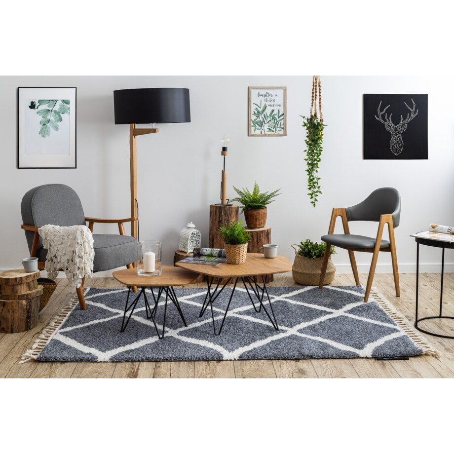 Dywan BERBER CROSS B5950 szary / biały 180x270 cm