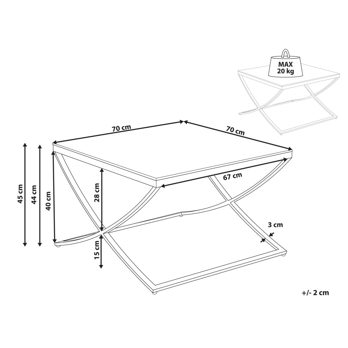 Stolik kawowy RINGGOLD Szkło hartowane Złoty